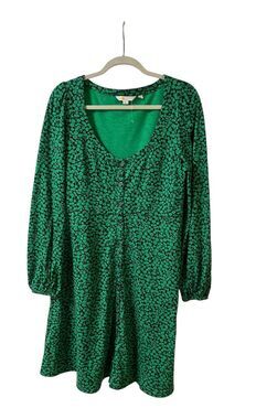 Boden dress green and navy floral print comfy and casual sz 10L